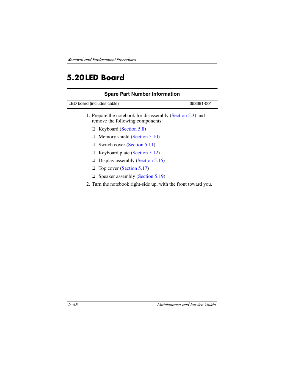 20 led board, 20 led board –48, 20led board | HP Compaq nx5000 series User Manual | Page 156 / 220