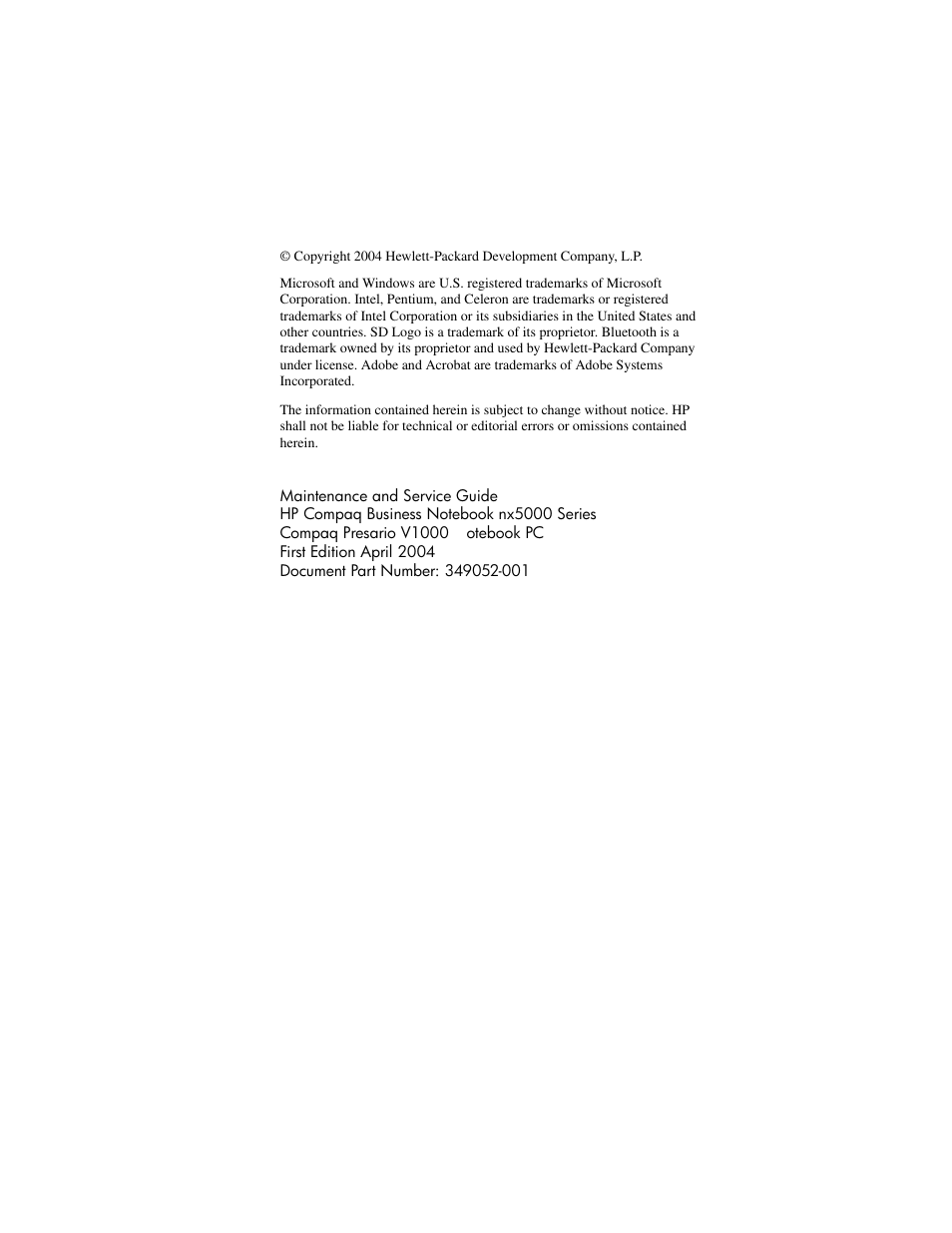 HP Compaq nx5000 series User Manual | Page 2 / 220