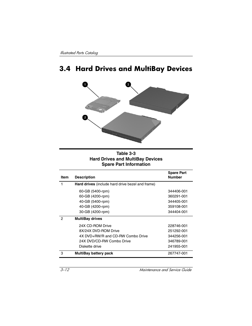 4 hard drives and multibay devices, 4 hard drives and multibay devices –12 | HP Compaq nx5000 series User Manual | Page 99 / 220