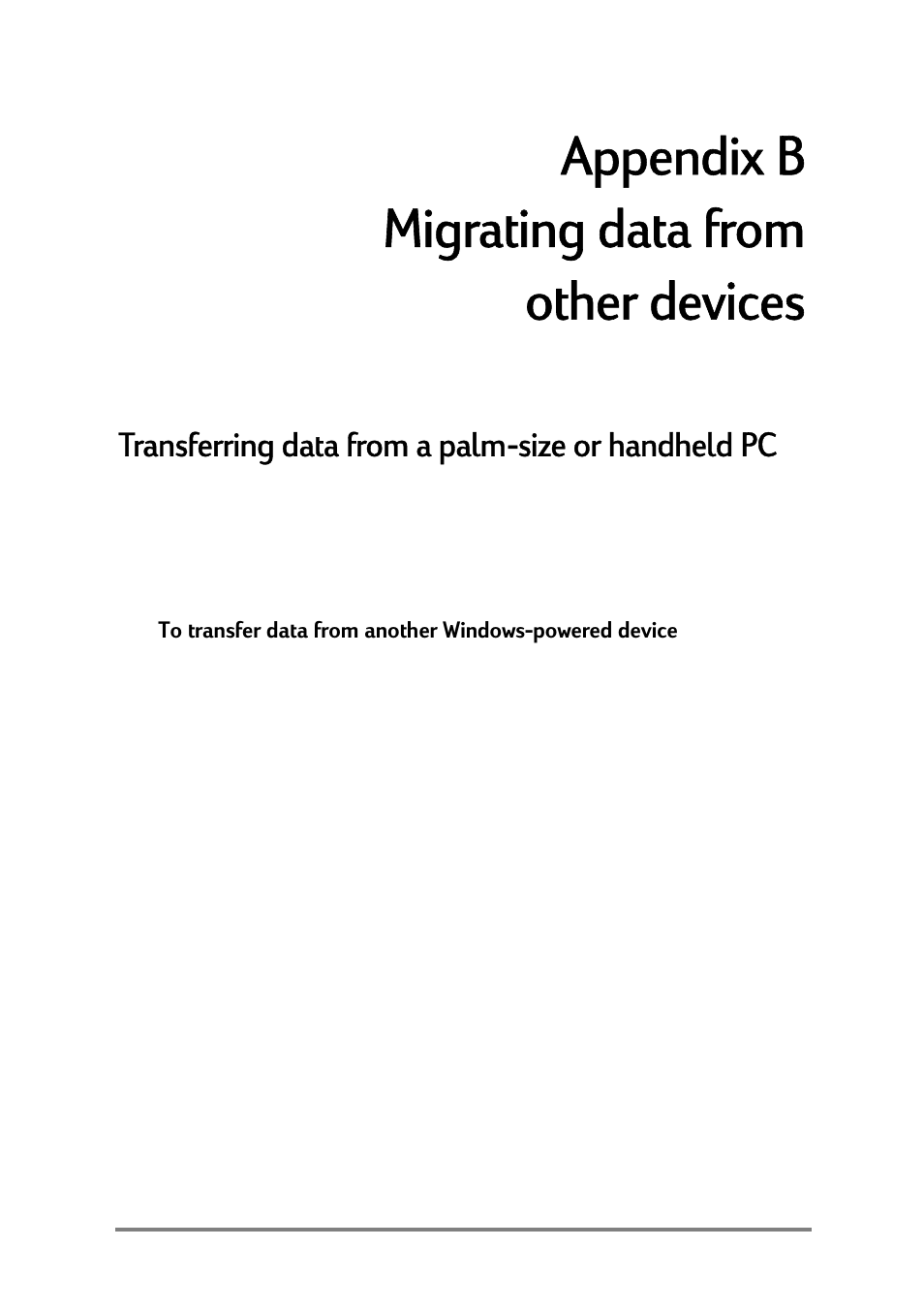 Appendix b: migrating data, Sshqgl[% 0ljudwlqjgdwdiurp rwkhughylfhv, 7udqvihuulqjgdwdiurpdsdopvl]hrukdqgkhog3 | HP Jornada 520 User Manual | Page 127 / 134