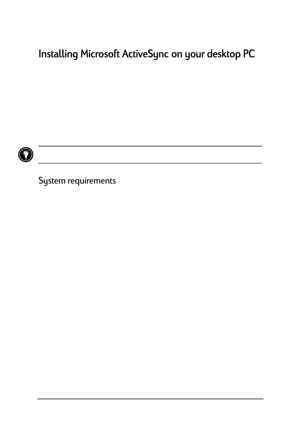 Installing microsoft activesync, Qvwdoolqj0lfurvriw$fwlyh6\qfrq\rxughvnwrs3, 6\vwhpuhtxluhphqwv | HP Jornada 520 User Manual | Page 34 / 134