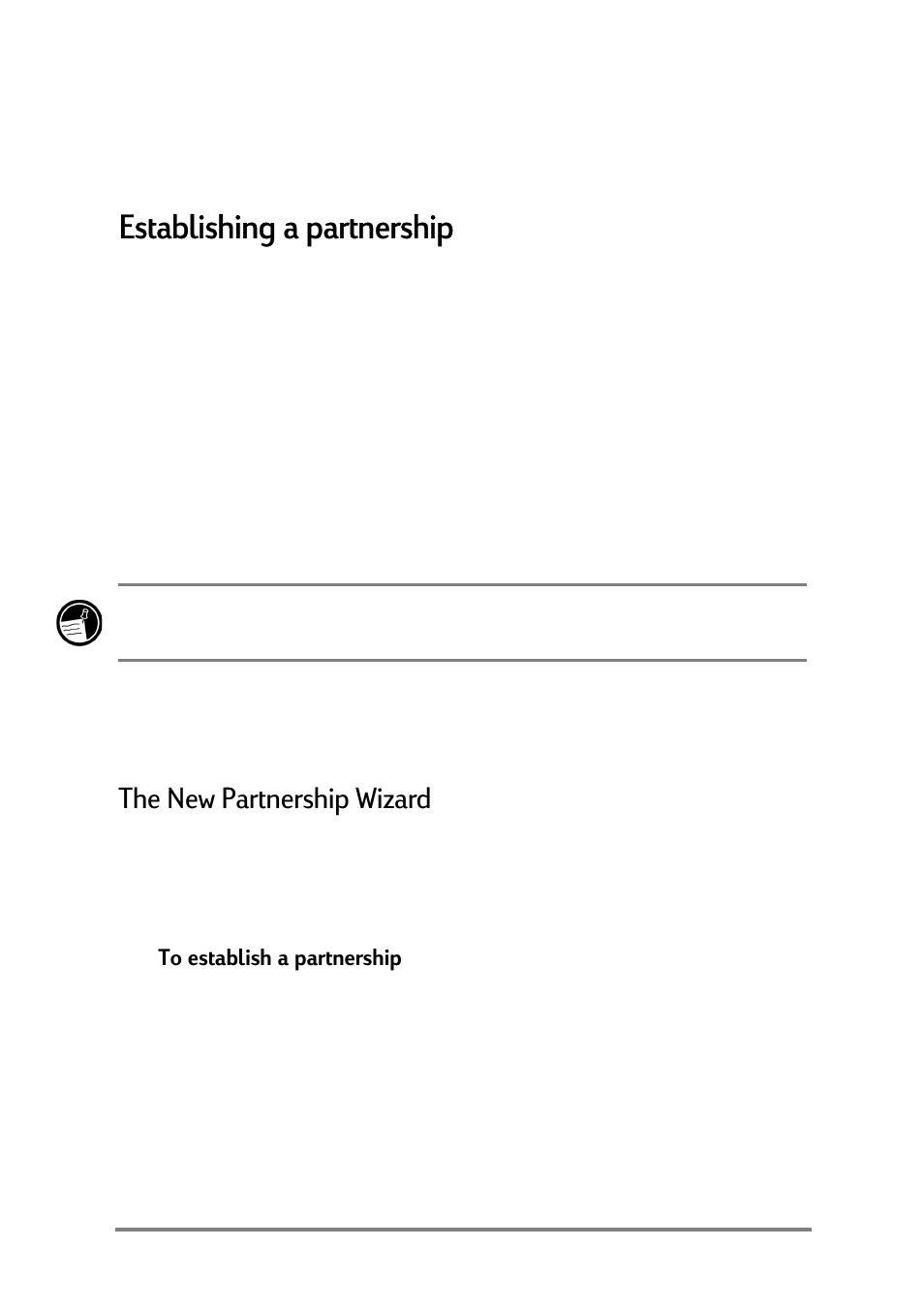 Establishing a partnership, Vwdeolvklqjdsduwqhuvkls, 7kh1hz3duwqhuvkls:l]dug | HP Jornada 520 User Manual | Page 40 / 134