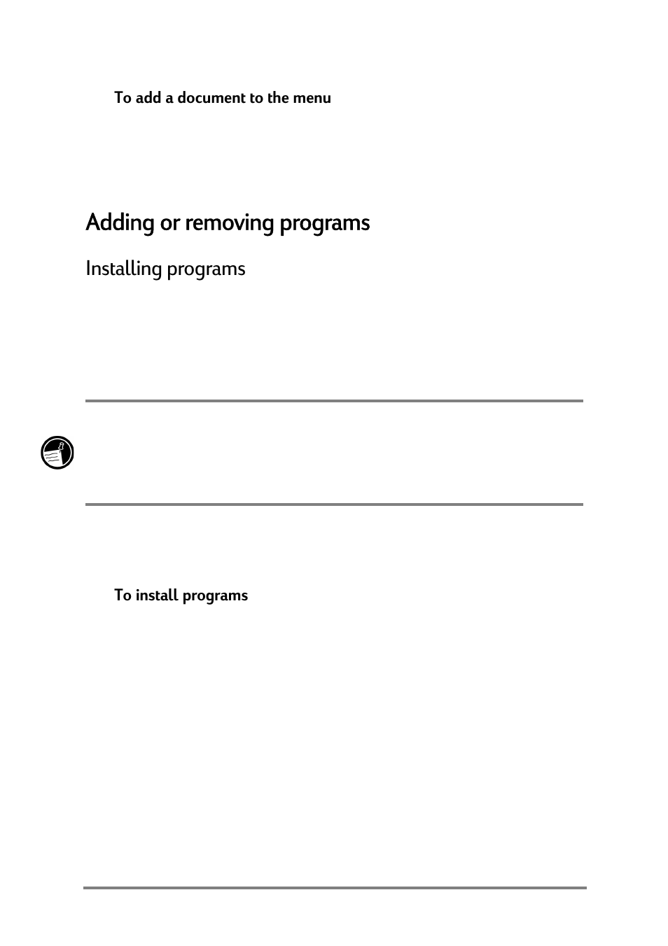 Adding or removing programs, Gglqjruuhprylqjsurjudpv, Qvwdoolqjsurjudpv | HP Jornada 520 User Manual | Page 76 / 134