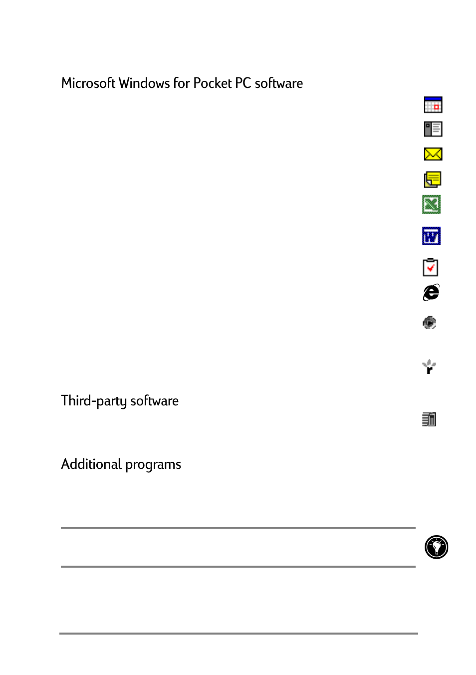 0lfurvriw:lqgrzviru3rfnhw3&vriwzduh, 7klugsduw\vriwzduh, Gglwlrqdosurjudpv | HP Jornada 520 User Manual | Page 9 / 134