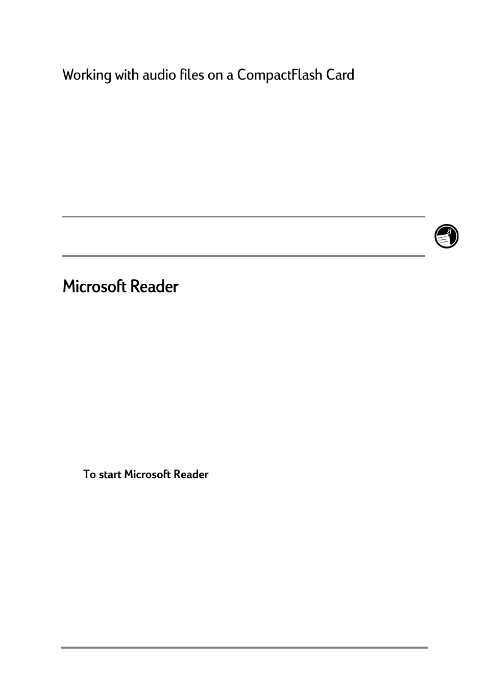 Microsoft reader, 0lfurvriw5hdghu, Runlqjzlwkdxglrilohvrqd&rpsdfw)odvk&dug | HP Jornada 520 User Manual | Page 93 / 134