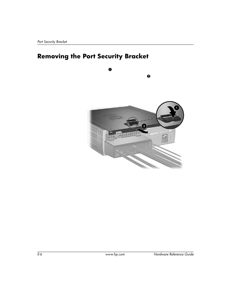 Removing the port security bracket | HP DC5000 User Manual | Page 56 / 69