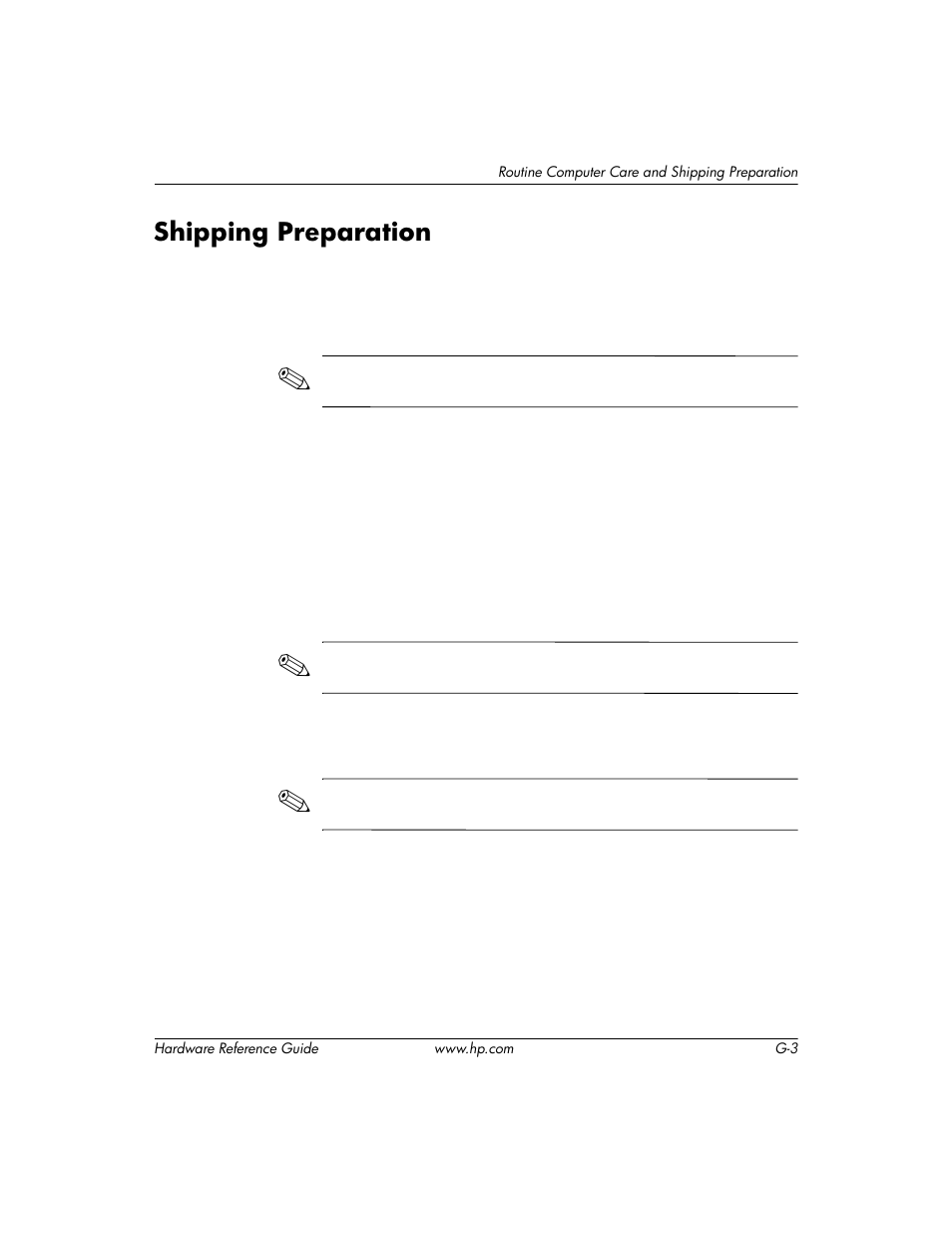 Shipping preparation | HP DC5000 User Manual | Page 65 / 69