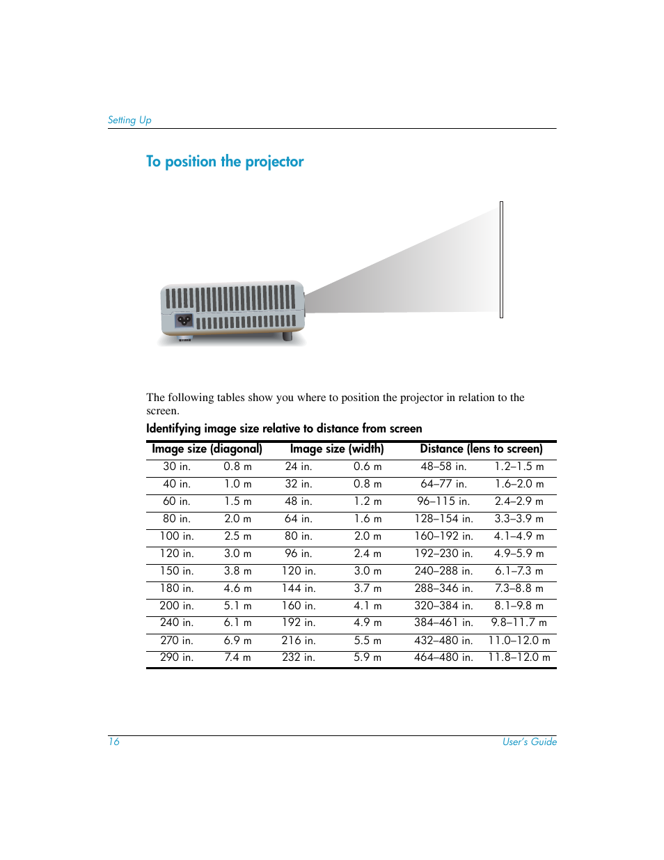 To position the projector | HP mp3220 series User Manual | Page 16 / 78