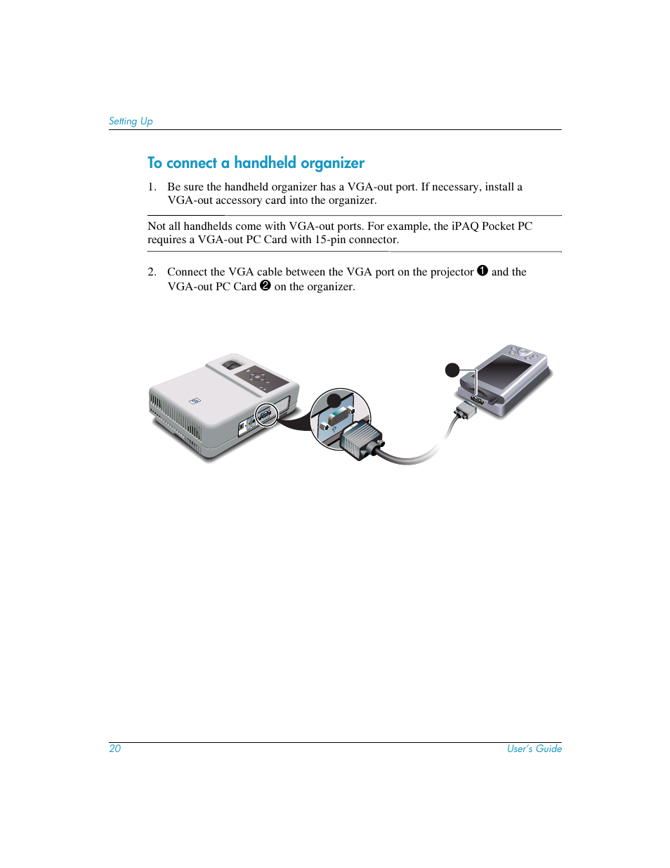 To connect a handheld organizer | HP mp3220 series User Manual | Page 20 / 78