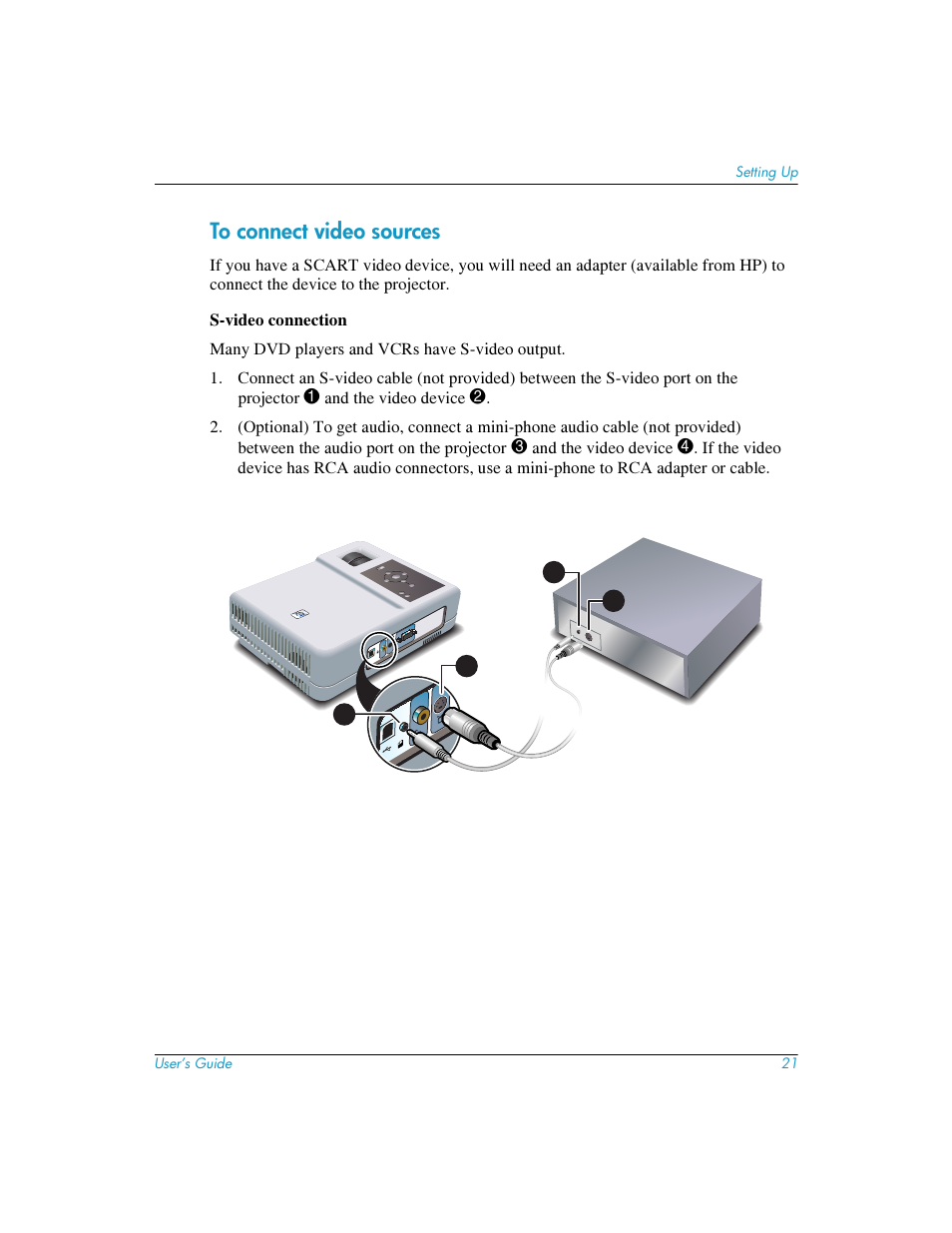 To connect video sources | HP mp3220 series User Manual | Page 21 / 78