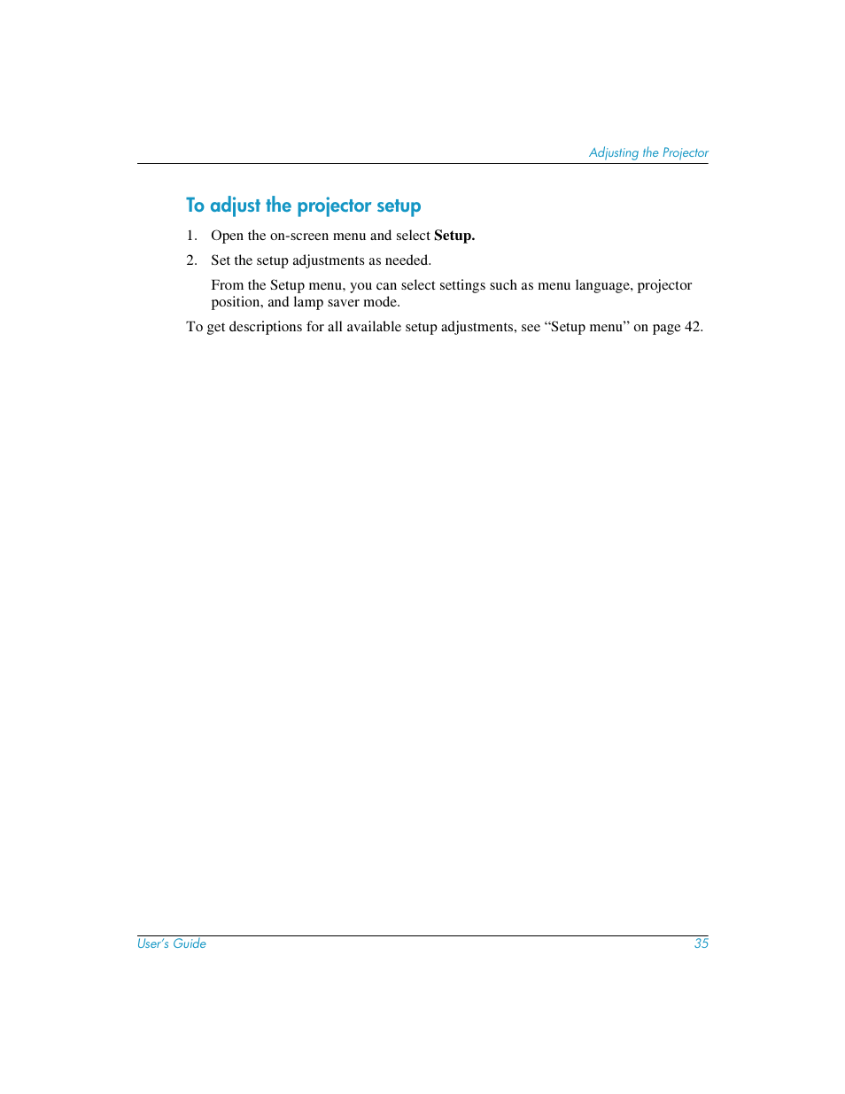 To adjust the projector setup | HP mp3220 series User Manual | Page 35 / 78