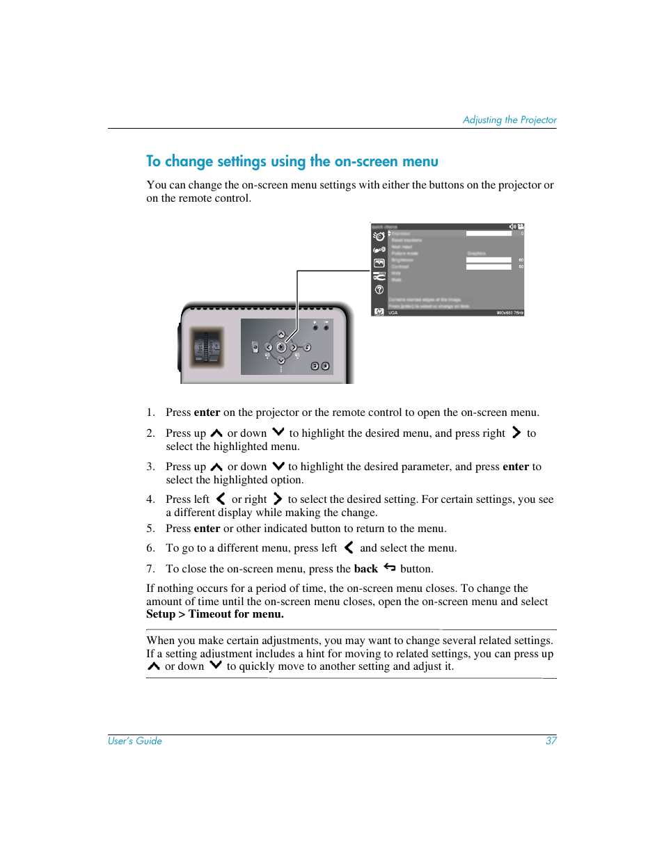 To change settings using the on-screen menu | HP mp3220 series User Manual | Page 37 / 78