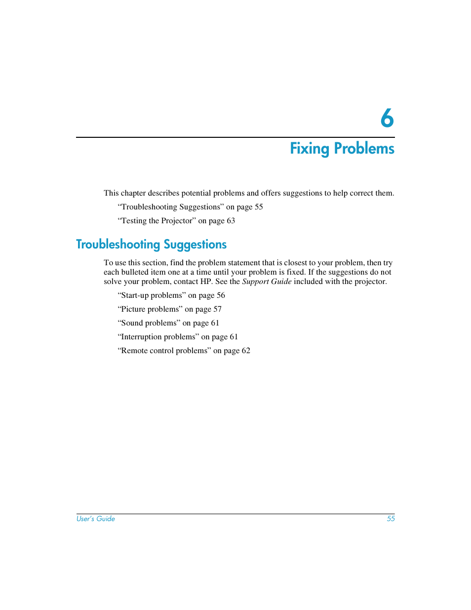 Fixing problems, Troubleshooting suggestions, 6 fixing problems | HP mp3220 series User Manual | Page 55 / 78