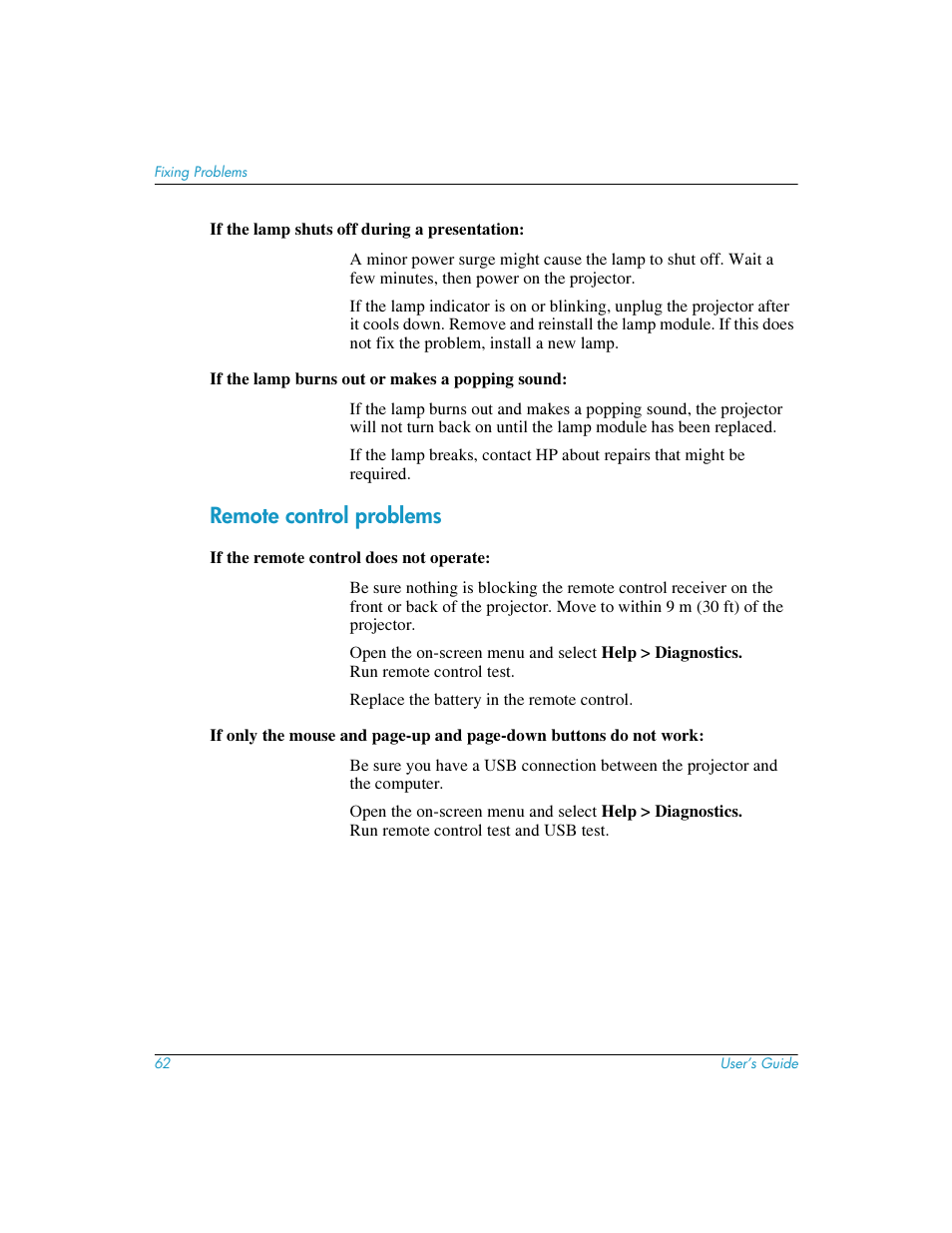 Remote control problems | HP mp3220 series User Manual | Page 62 / 78