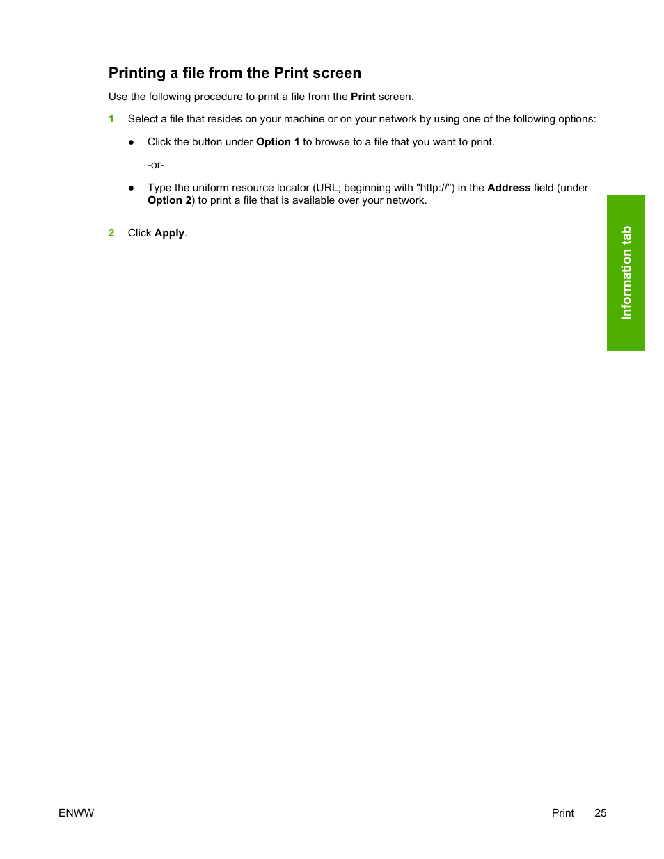 Printing a file from the print screen | HP 3800 Series User Manual | Page 35 / 74