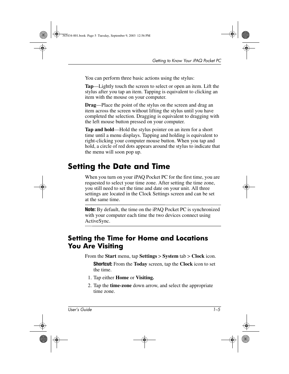 Setting the date and time, Setting the date and time –5 | HP h4000 Series User Manual | Page 13 / 143