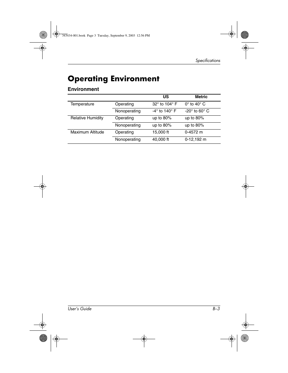 Operating environment | HP h4000 Series User Manual | Page 143 / 143