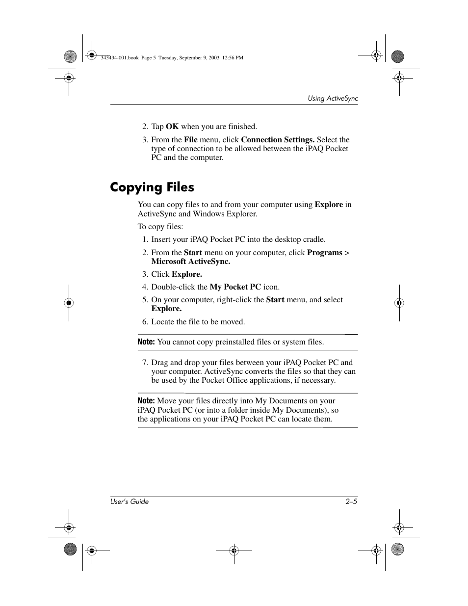 Copying files, Copying files –5 | HP h4000 Series User Manual | Page 23 / 143