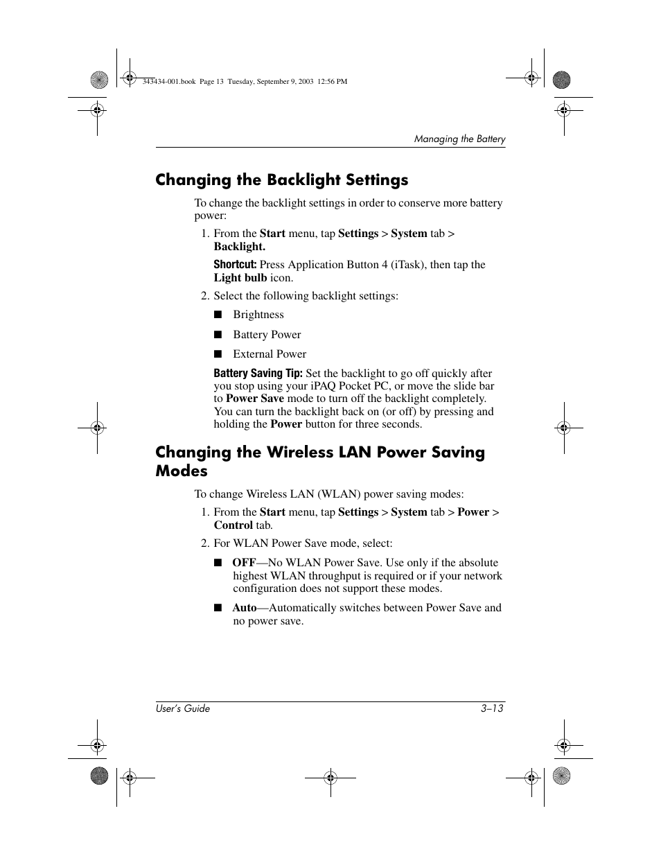 Changing the backlight settings, Changing the wireless lan power saving modes | HP h4000 Series User Manual | Page 38 / 143
