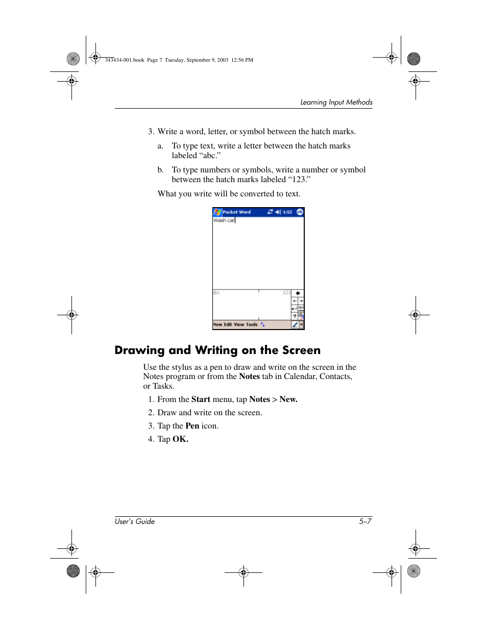 Drawing and writing on the screen, Drawing and writing on the screen –7 | HP h4000 Series User Manual | Page 60 / 143