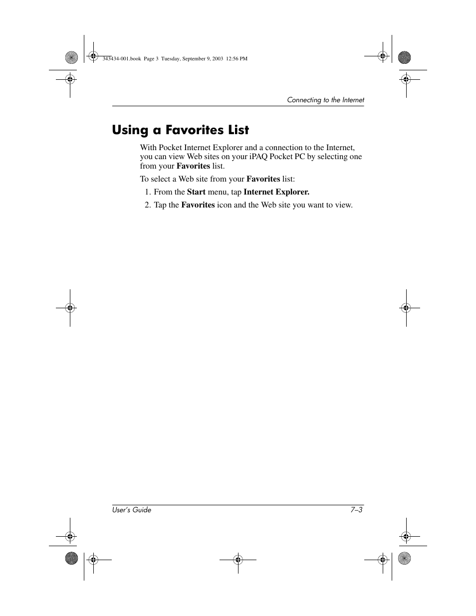 Using a favorites list, Using a favorites list –3 | HP h4000 Series User Manual | Page 76 / 143