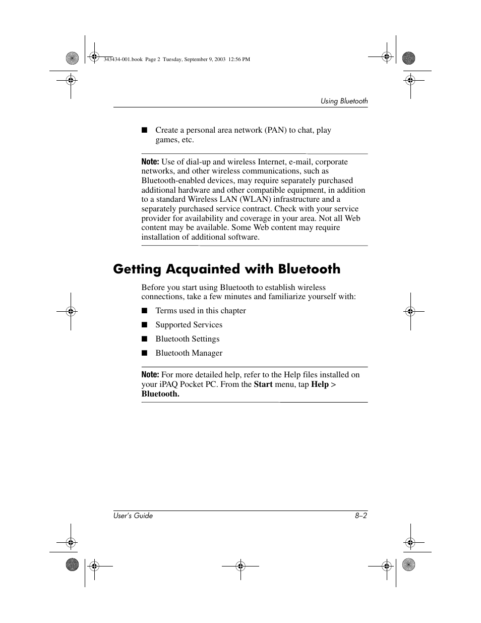 Getting acquainted with bluetooth, Getting acquainted with bluetooth –2 | HP h4000 Series User Manual | Page 78 / 143