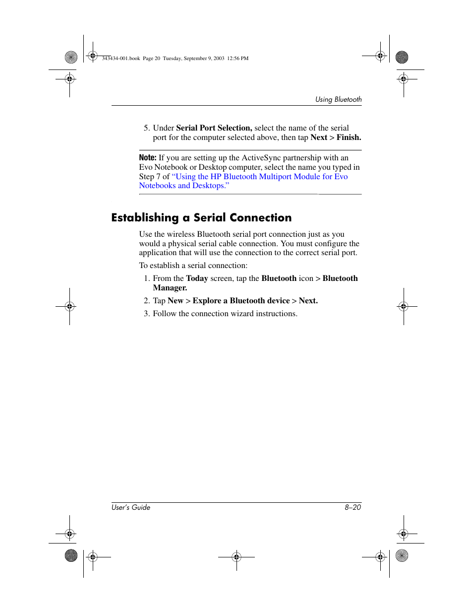 Establishing a serial connection, Establishing a serial connection –20 | HP h4000 Series User Manual | Page 96 / 143
