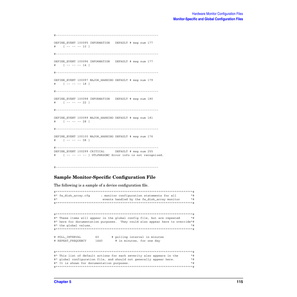 Sample monitor-specific configuration file | HP B6191-90029 User Manual | Page 115 / 140