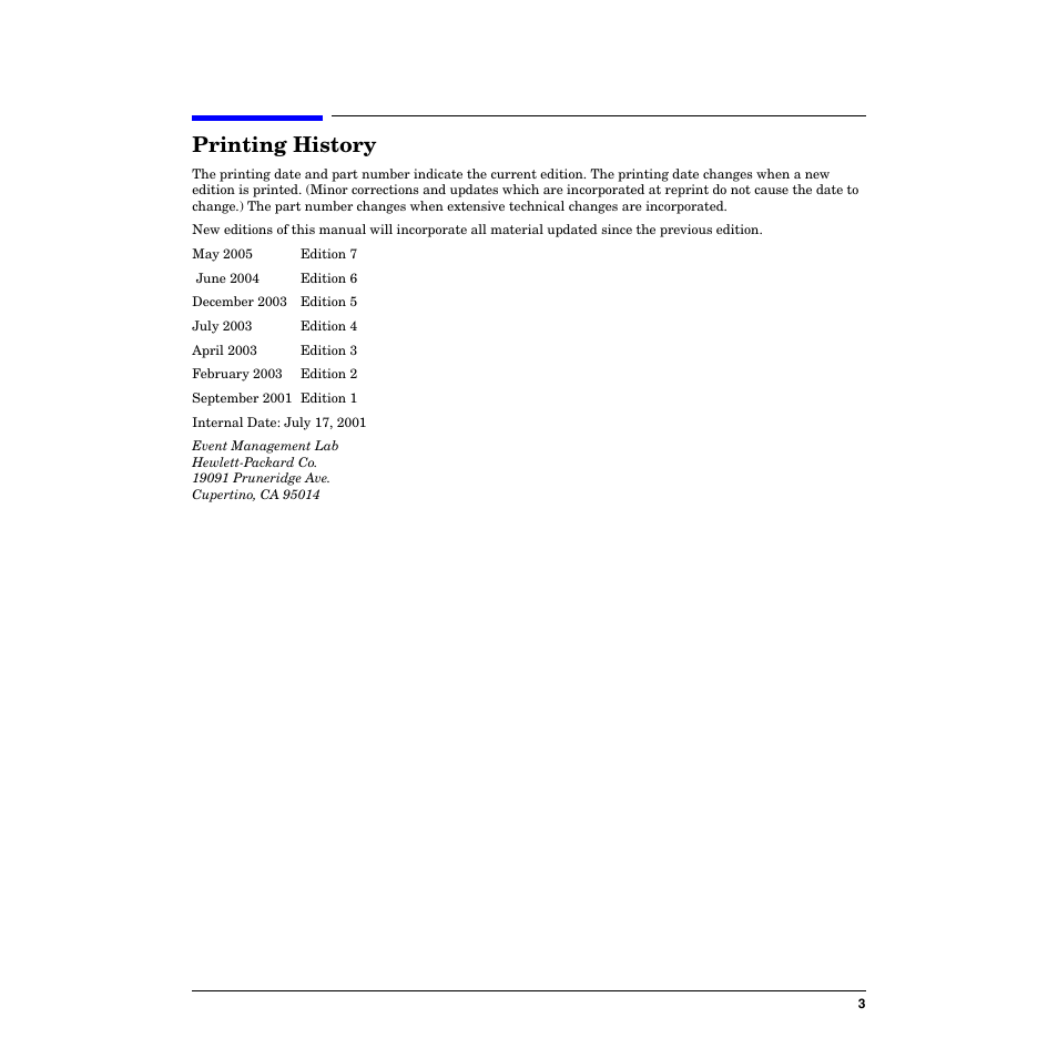 Printing history | HP B6191-90029 User Manual | Page 3 / 140