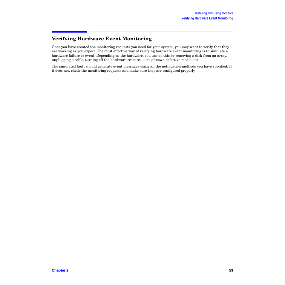 Verifying hardware event monitoring | HP B6191-90029 User Manual | Page 53 / 140