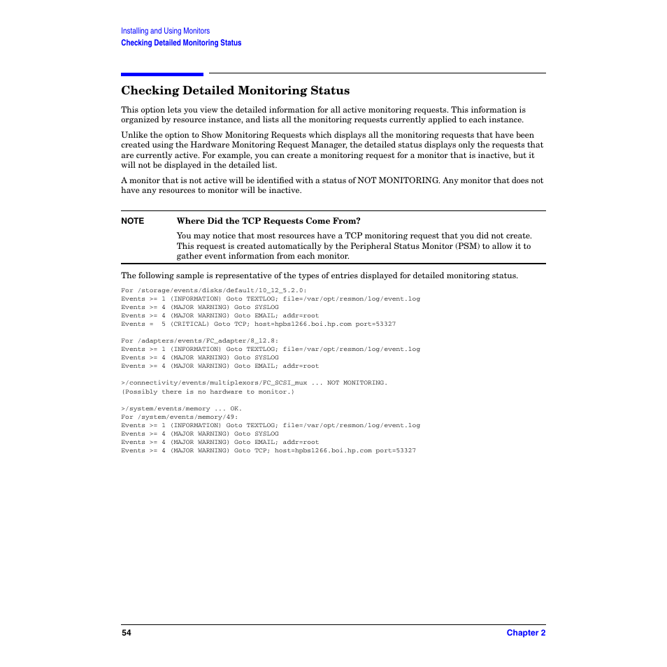 Checking detailed monitoring status | HP B6191-90029 User Manual | Page 54 / 140