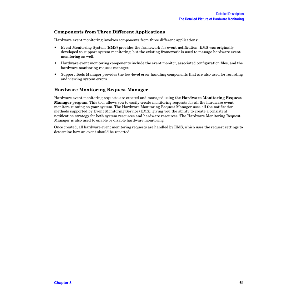 Components from three different applications, Hardware monitoring request manager | HP B6191-90029 User Manual | Page 61 / 140