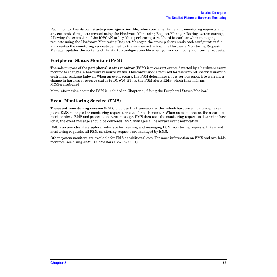 Peripheral status monitor (psm), Event monitoring service (ems) | HP B6191-90029 User Manual | Page 63 / 140