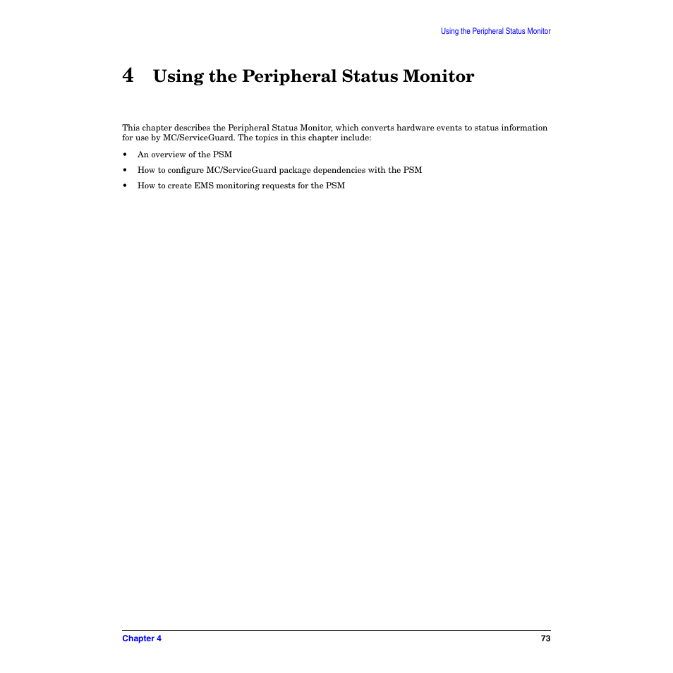 4 using the peripheral status monitor, Using the peripheral status monitor | HP B6191-90029 User Manual | Page 73 / 140