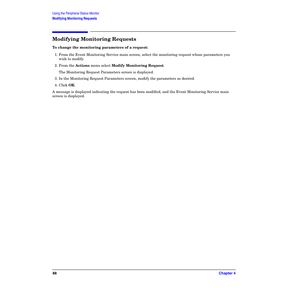 Modifying monitoring requests | HP B6191-90029 User Manual | Page 88 / 140