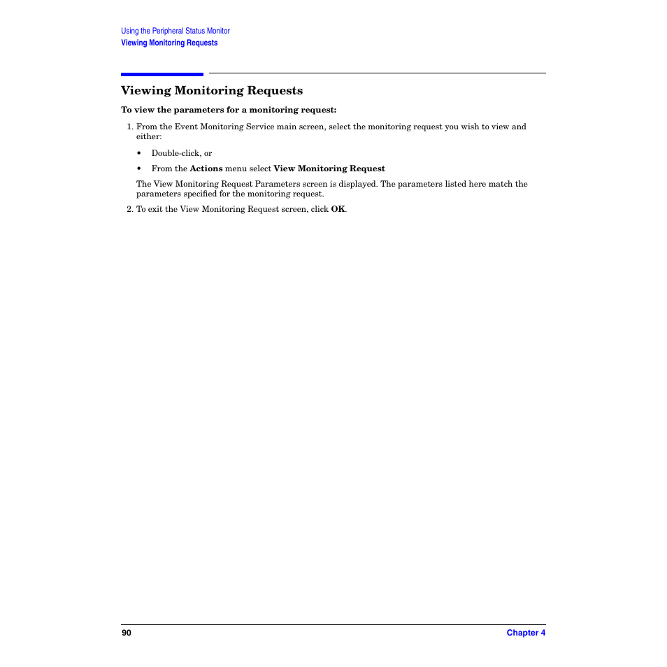 Viewing monitoring requests | HP B6191-90029 User Manual | Page 90 / 140