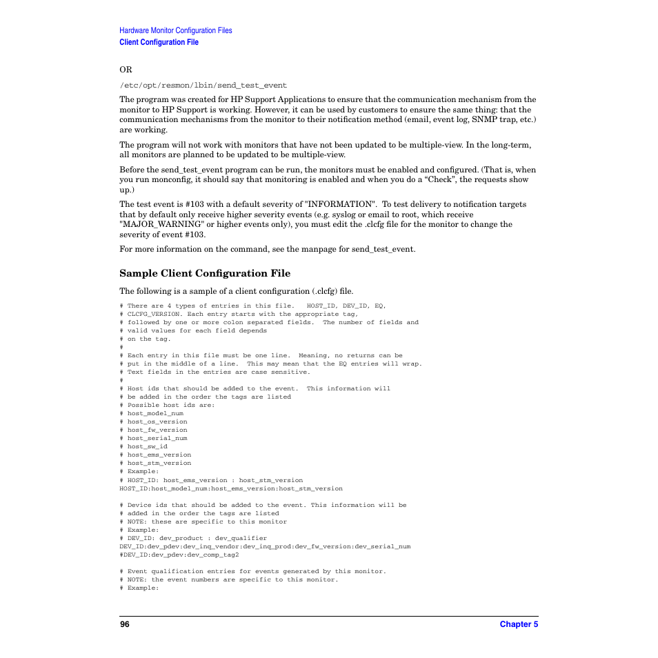 Sample client configuration file | HP B6191-90029 User Manual | Page 96 / 140