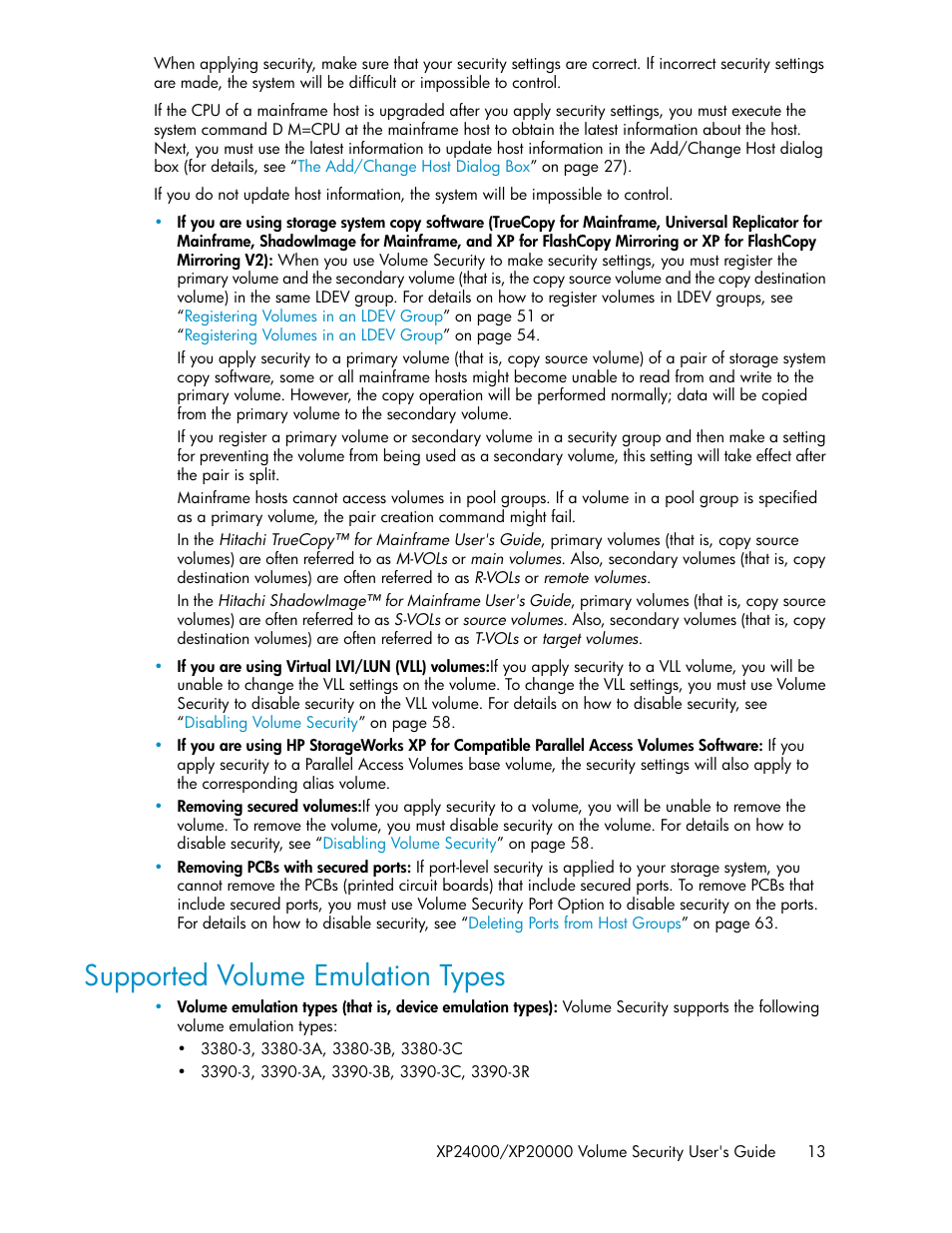 Supported volume emulation types | HP STORAGEWORKS XP24000 User Manual | Page 13 / 76