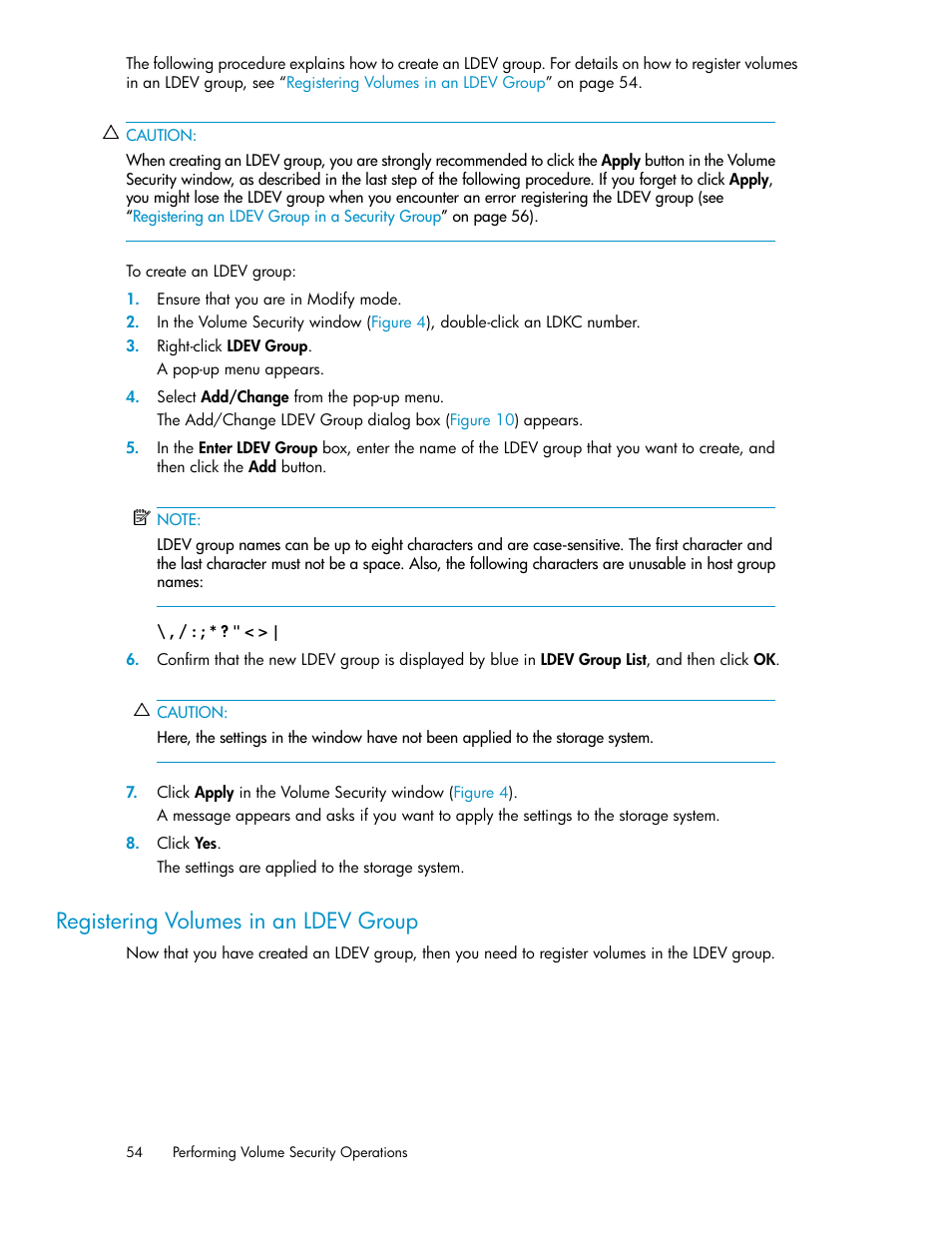 Registering volumes in an ldev group | HP STORAGEWORKS XP24000 User Manual | Page 54 / 76