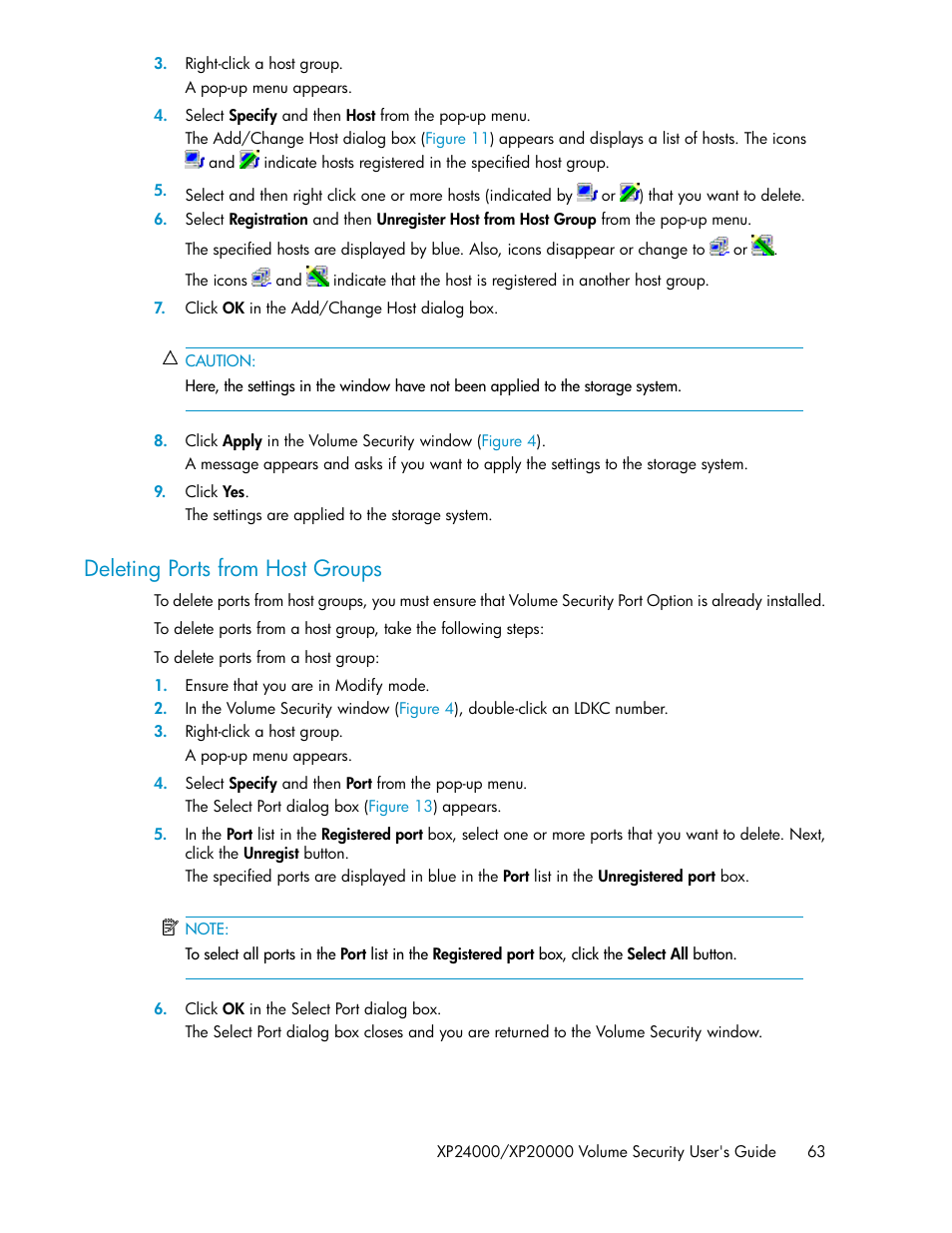 Deleting ports from host groups | HP STORAGEWORKS XP24000 User Manual | Page 63 / 76