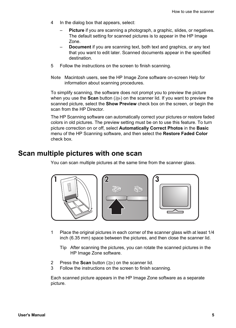 Scan multiple pictures with one scan | HP 3770 User Manual | Page 9 / 30