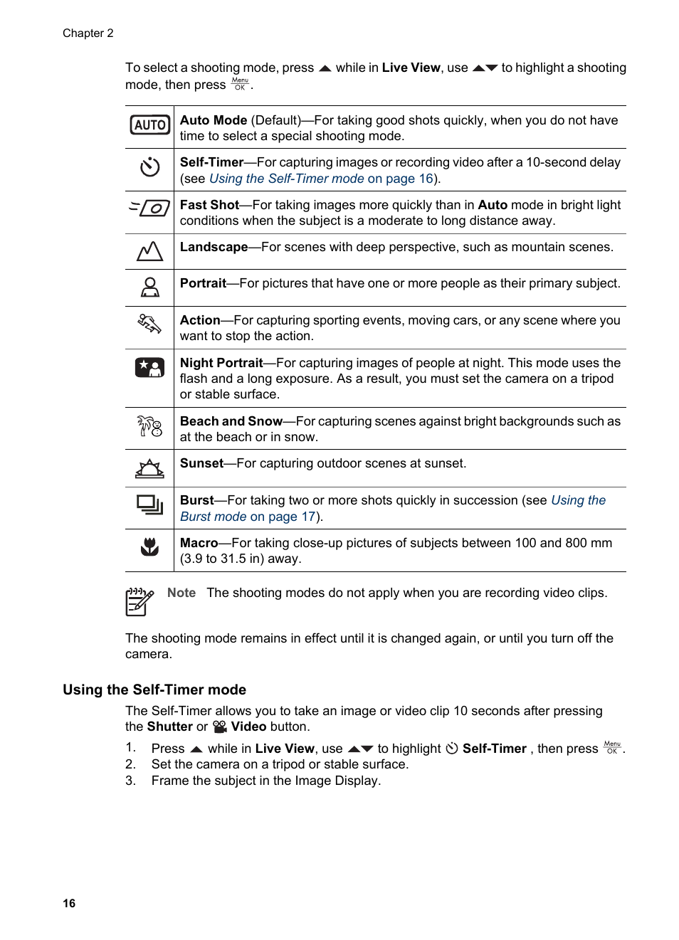 Using the self-timer mode | HP Photosmart M627 User Manual | Page 16 / 46