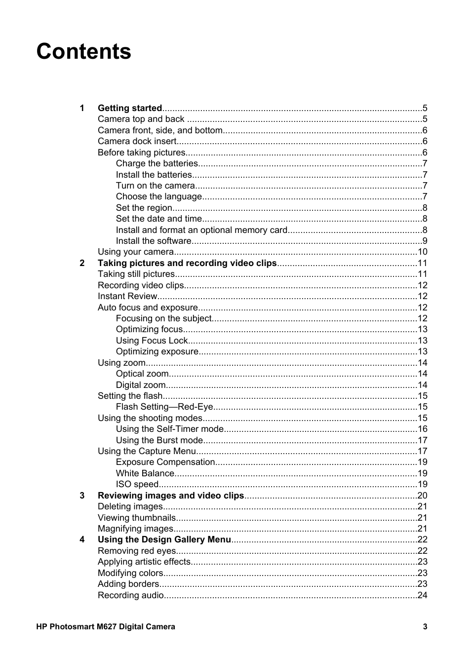 HP Photosmart M627 User Manual | Page 3 / 46