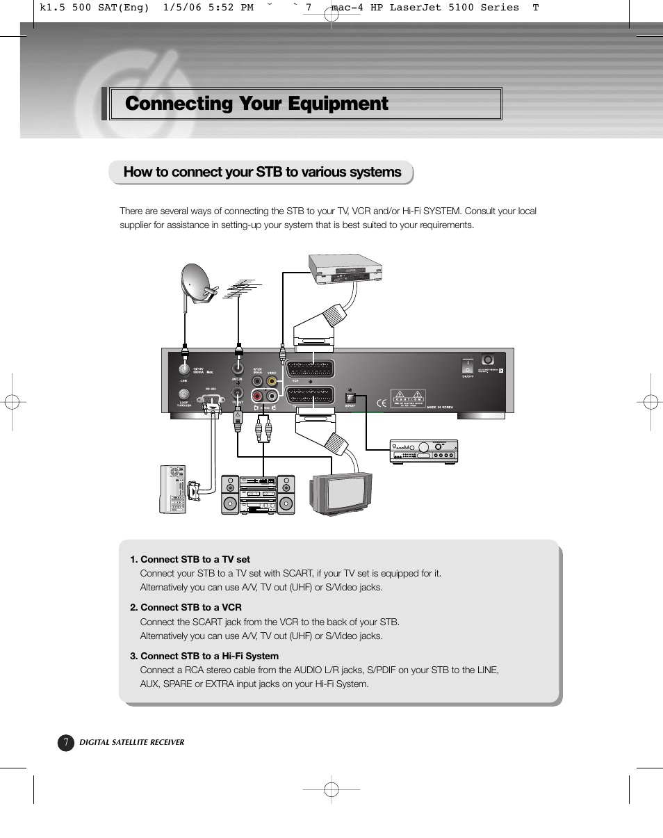 Connecting your equipment, How to connect your stb to various systems | HP KSC-570 User Manual | Page 12 / 58