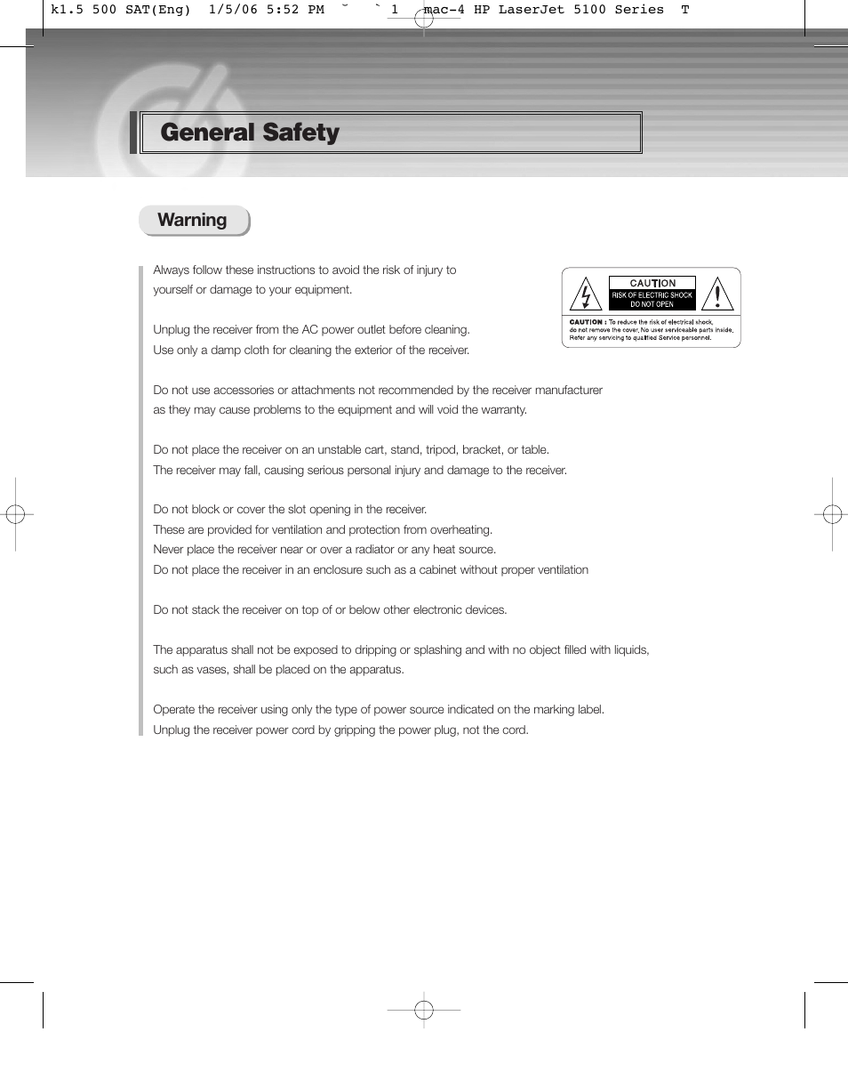 General safety, Warning | HP KSC-570 User Manual | Page 2 / 58