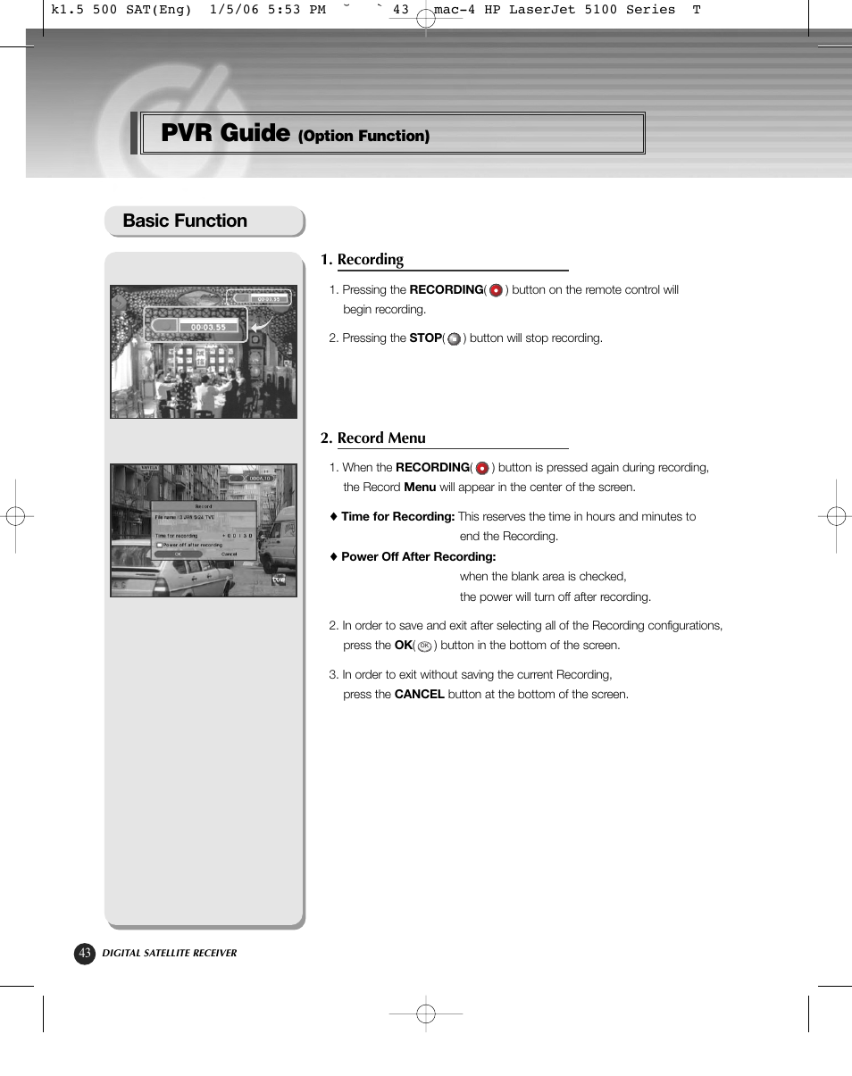 Pvr guide, Basic function | HP KSC-570 User Manual | Page 48 / 58