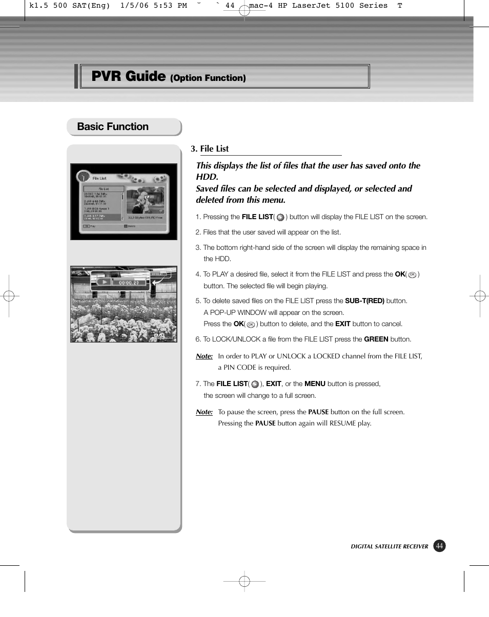 Pvr guide, Basic function | HP KSC-570 User Manual | Page 49 / 58