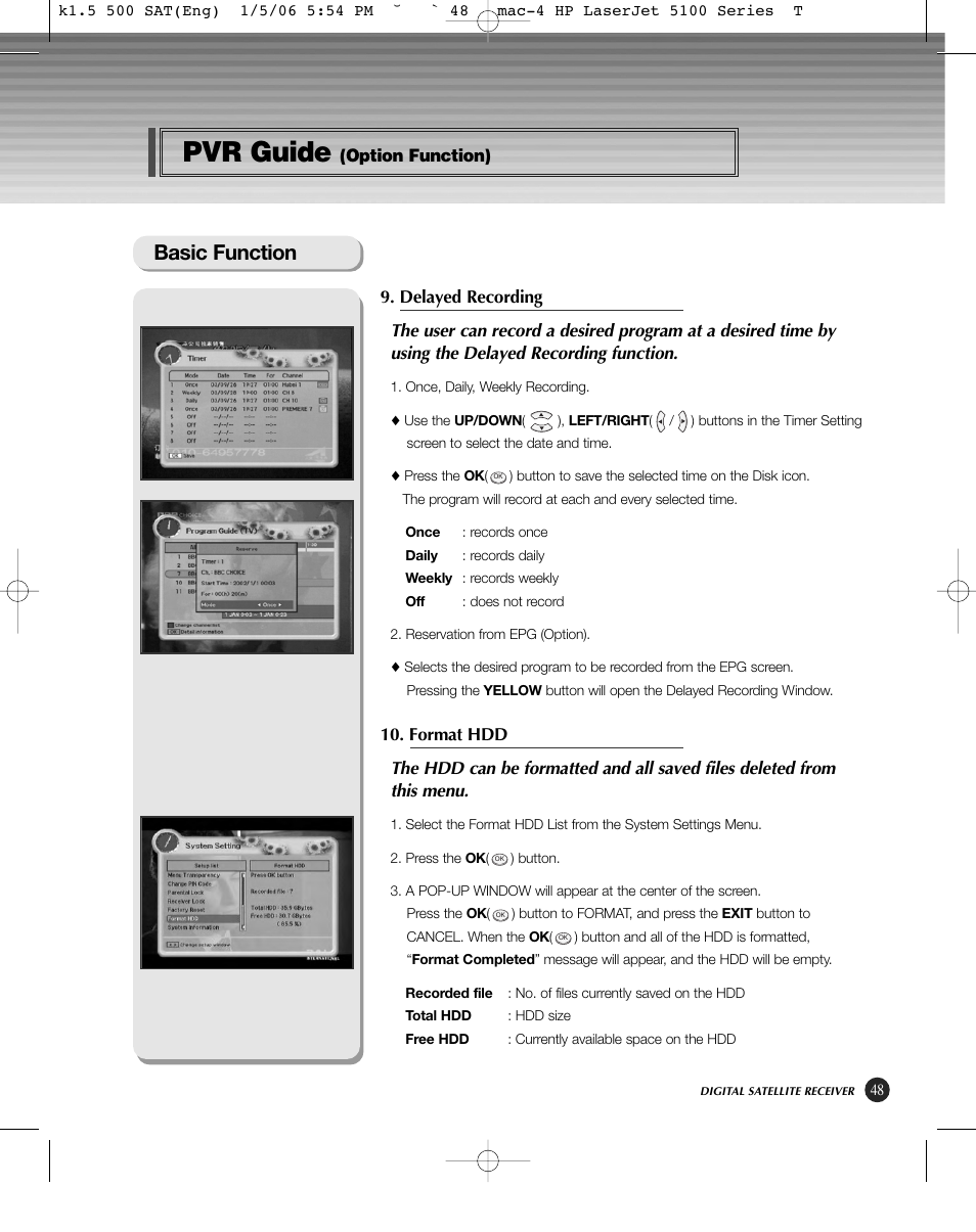 Pvr guide, Basic function | HP KSC-570 User Manual | Page 53 / 58