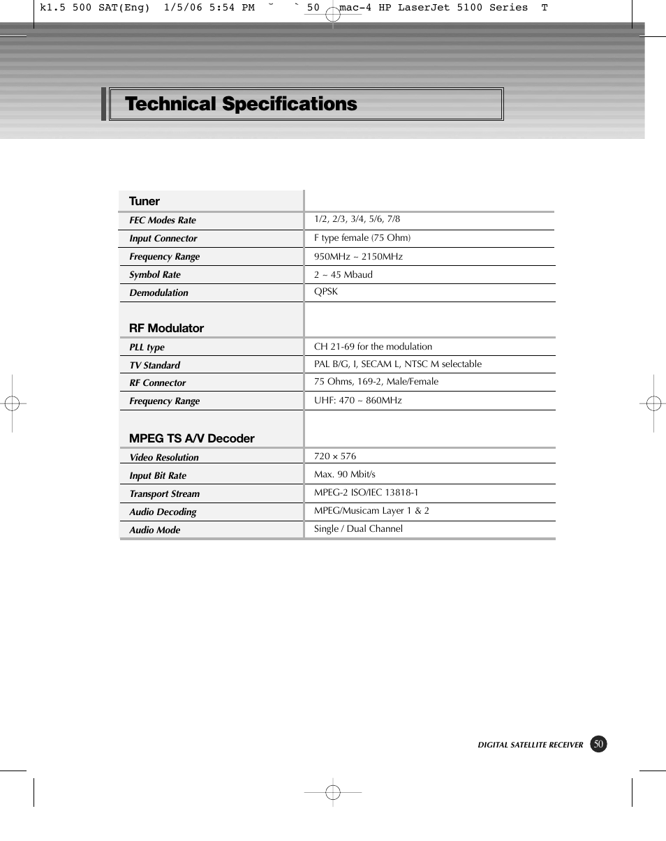 Technical specifications | HP KSC-570 User Manual | Page 55 / 58