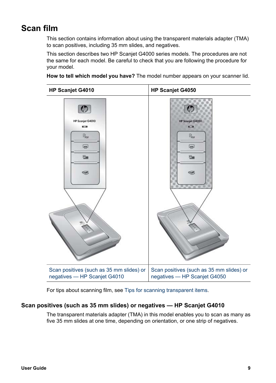 Scan film | HP G4000 series User Manual | Page 11 / 28